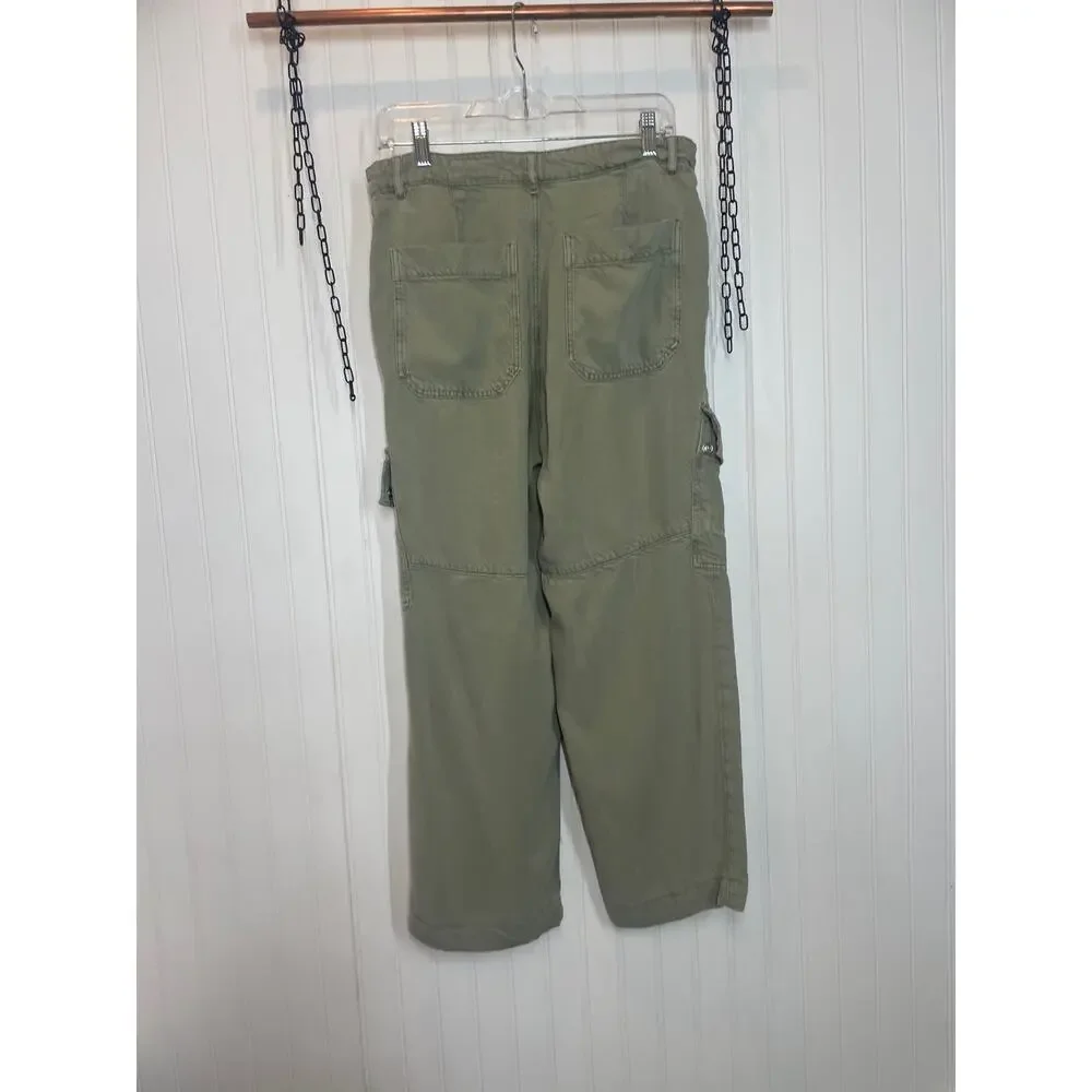 AG Adriano Goldschmied Womens Cargo Pants Khaki Straight Leg Cropped Size 30